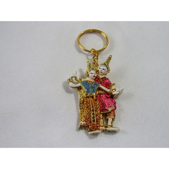 Thailand Art Key Ring/Chain Soubinir Collectable Boho Artsy Festive - Picture 1 of 6